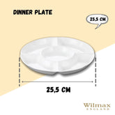 Wilmax Porzellan-Servierteller, 4-geteilt, rund, 25,5 cm, WL-992019/A